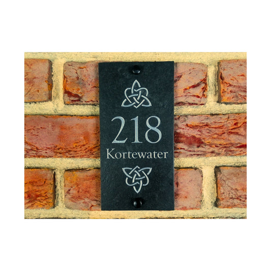 Engraved Natural Slate House Address Sign - Rustic Farmhouse Style Door Number - Wedding, Housewarming, Anniversary Gift Idea