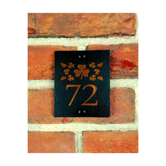 Engraved Natural Slate House Address Sign - Rustic Farmhouse Style Door Number - Wedding, Housewarming, Anniversary Gift Idea