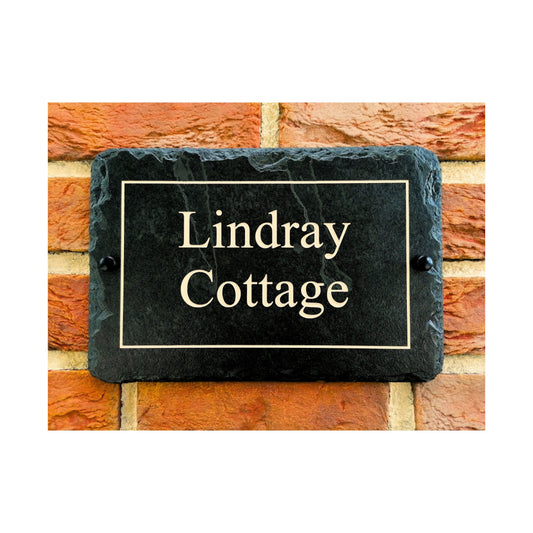 Engraved Natural Slate House Address Sign - Rustic Farmhouse Style Door Number - Wedding, Housewarming, Anniversary Gift Idea